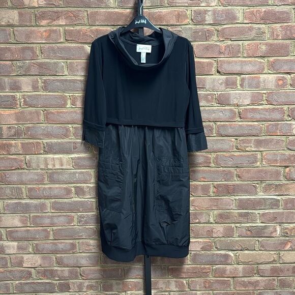 JOSEPH RIBKOFF Women’s Black Memory Taffeta and Silky Knit Popover Dress Size 8 - Picture 3 of 8